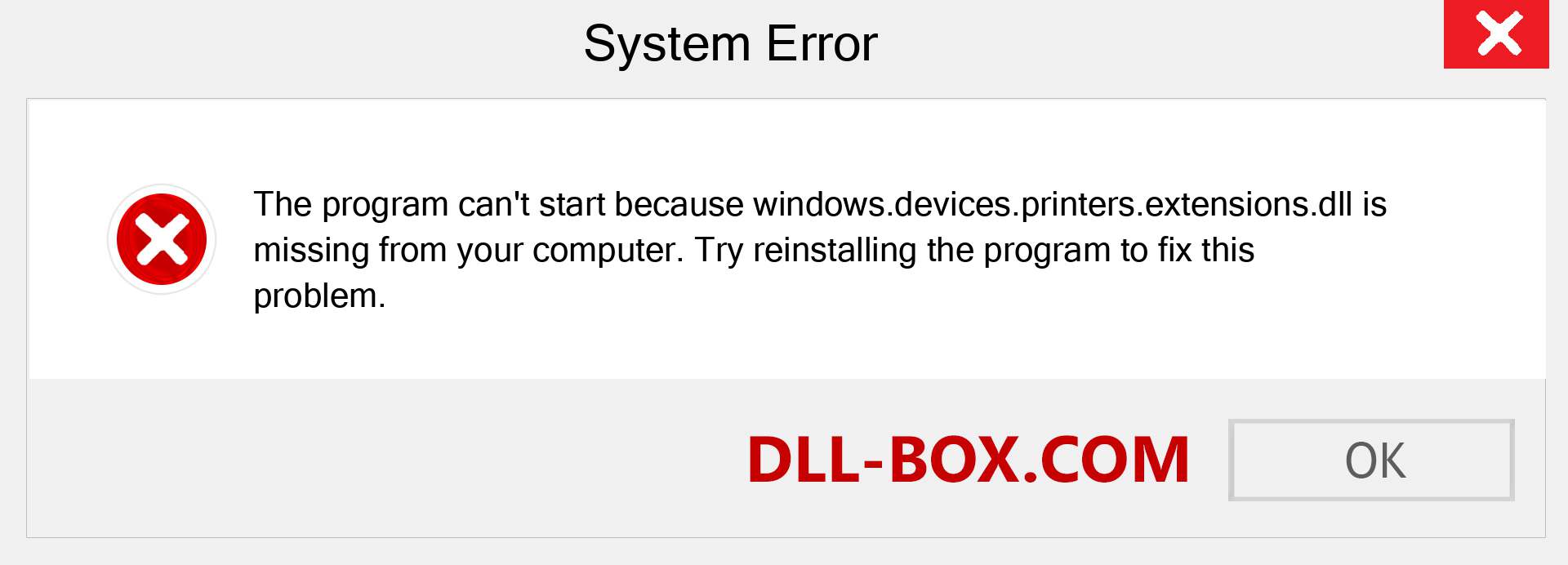  windows.devices.printers.extensions.dll file is missing?. Download for Windows 7, 8, 10 - Fix  windows.devices.printers.extensions dll Missing Error on Windows, photos, images