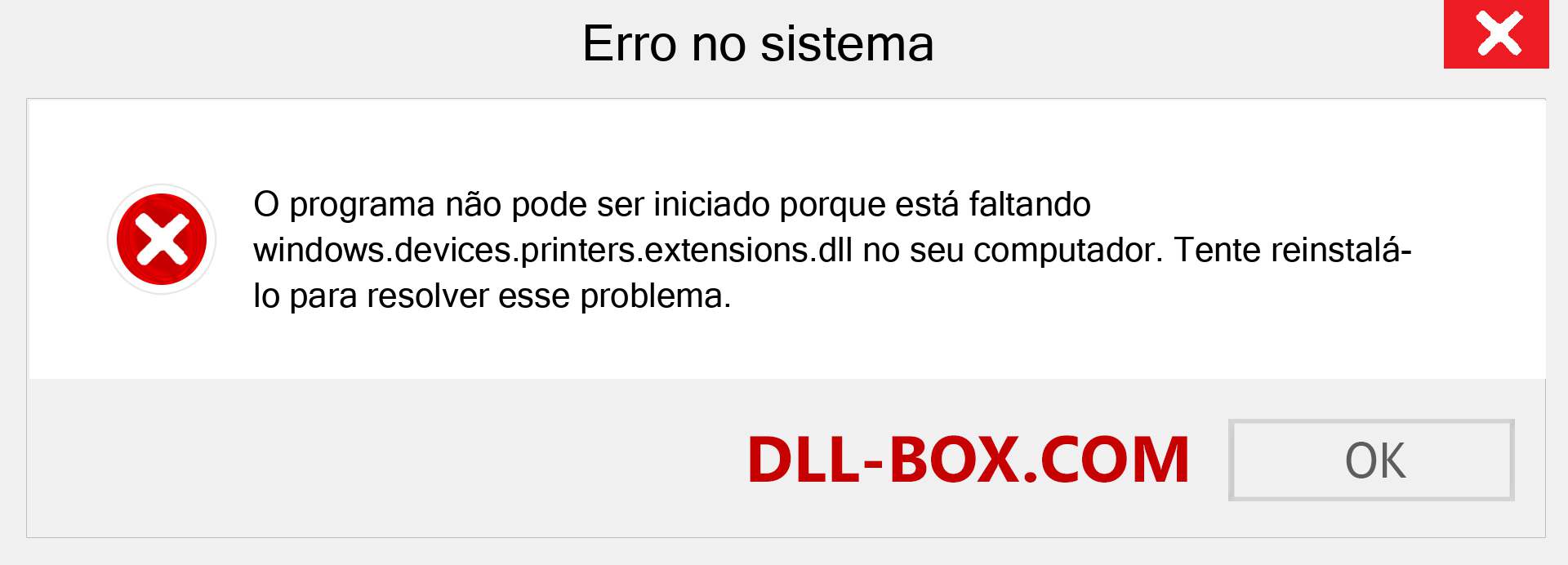 Arquivo windows.devices.printers.extensions.dll ausente ?. Download para Windows 7, 8, 10 - Correção de erro ausente windows.devices.printers.extensions dll no Windows, fotos, imagens